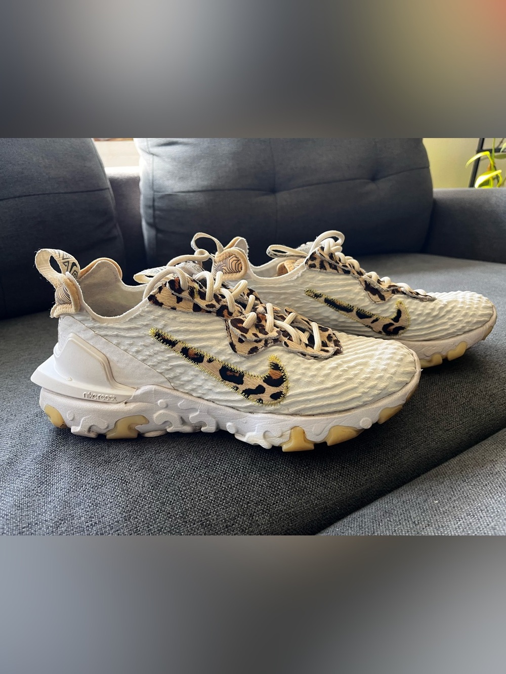 Nike React Vision By You Women’s 8.5 Leopard Print Custom Sneakers